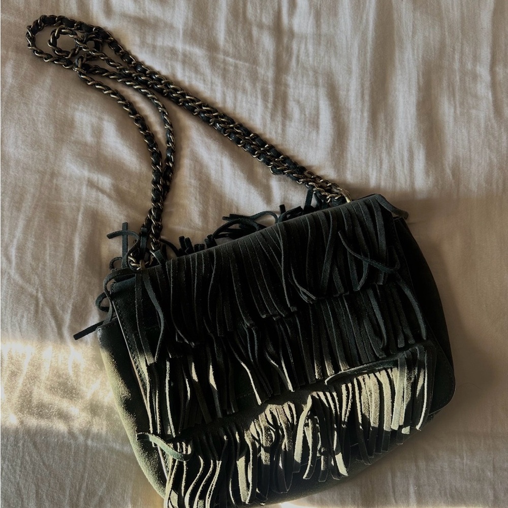 Tory Burch forest green suede purse